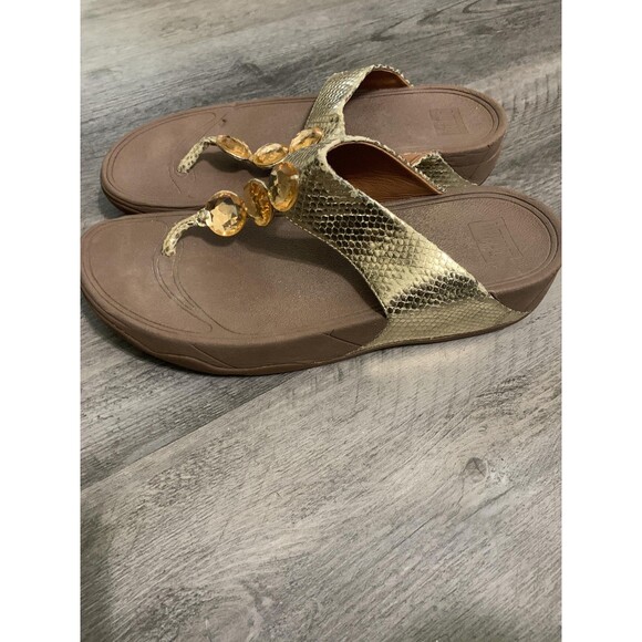 FitFlop Shoes Womens Size 11 Sandals Jeweled Snake Embossed Comfortable - Picture 6 of 7